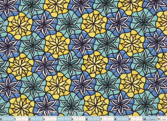 Stained Glass Window Blue Teal Yellow